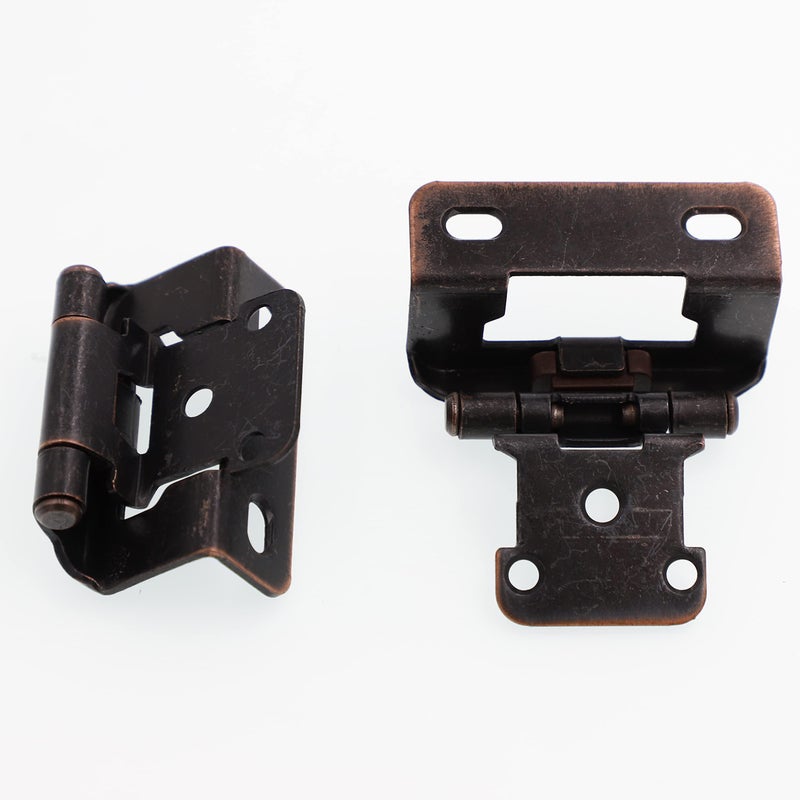 DecoBasics 20 Pack Oil Rubbed Bronze Cabinet Hinges for Cabinet Doors (10 Pairs) â€“ 1/2" Overlay Semi-Wrap Self-Closing Face Frame Hinges for Cupboard & Kitchen Doors w/Quiet Bumpers - Image 2